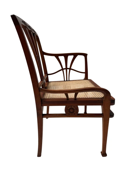 Art Nouveau Armchair with Wicker Seat by H.P. Mutters & Zoon, 1900s